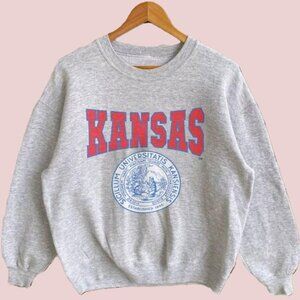 Vintage University Of Kansas Athletics Kansas Jayhawks Sweatshirt, Ku Shirt Tee